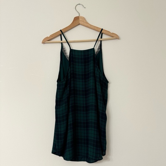 Loft Outlet Lace Lined Green & Blue Plaid Camisole - Picture 4 of 5